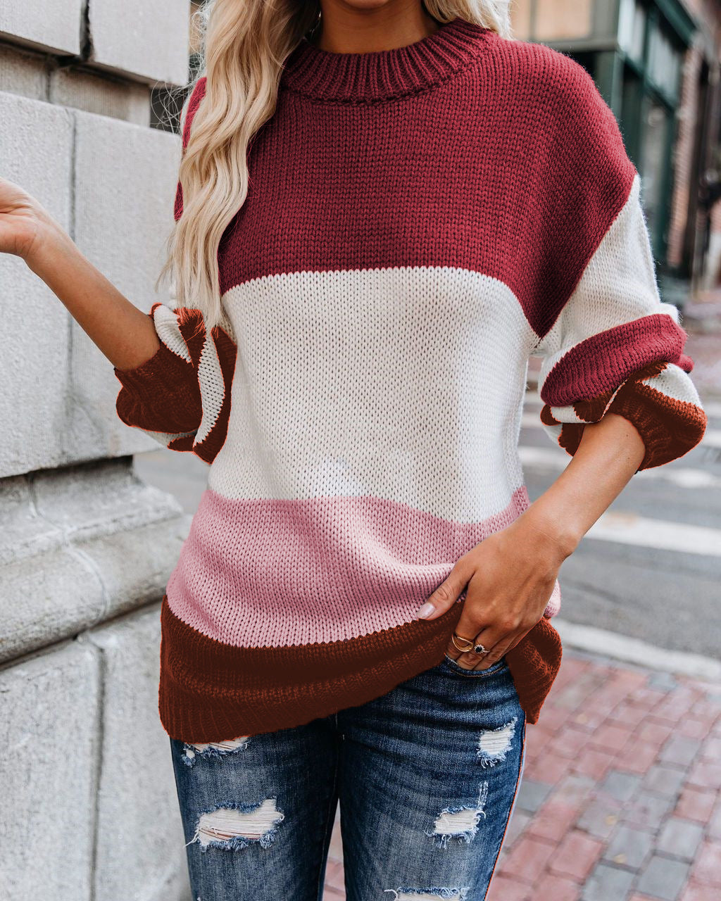Patchwork Knit Sweater
