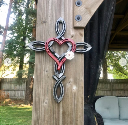 CrossHeart - Natural Horseshoe Cross With Heart