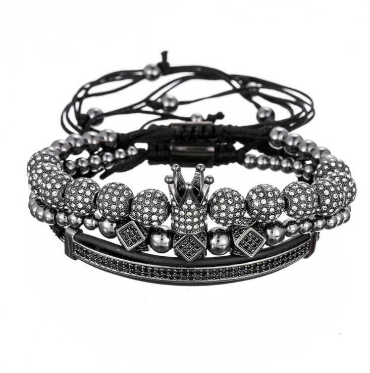 Micro-encrusted drill ball bracelet