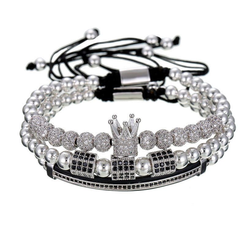 Micro-encrusted drill ball bracelet