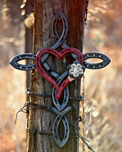 CrossHeart - Natural Horseshoe Cross With Heart