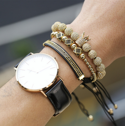 Micro-encrusted drill ball bracelet