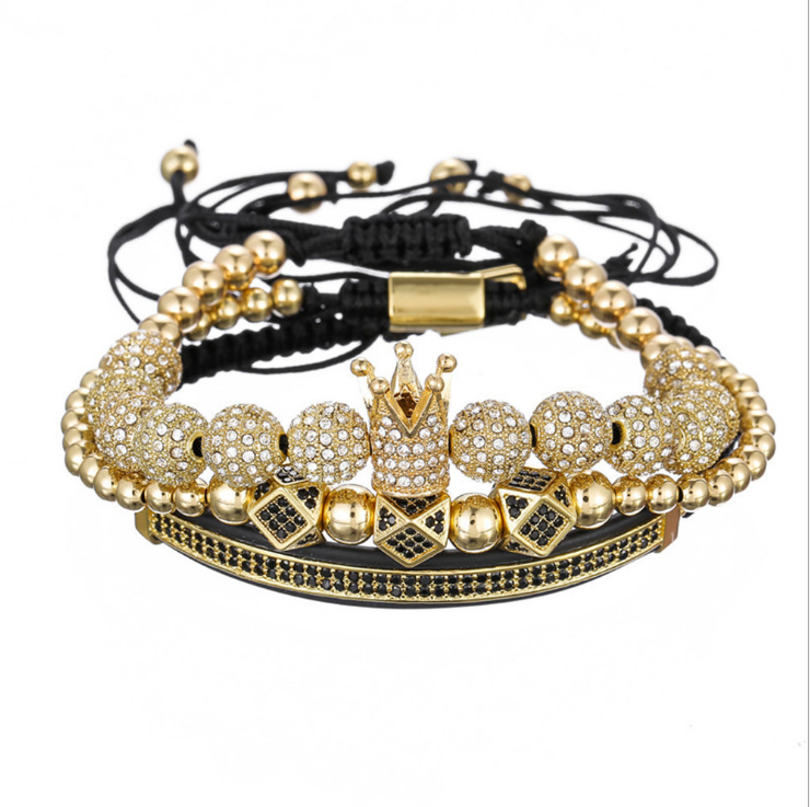 Micro-encrusted drill ball bracelet