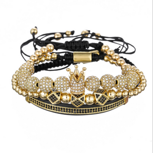 Micro-encrusted drill ball bracelet