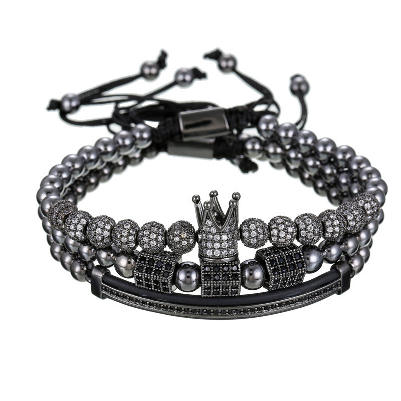 Micro-encrusted drill ball bracelet