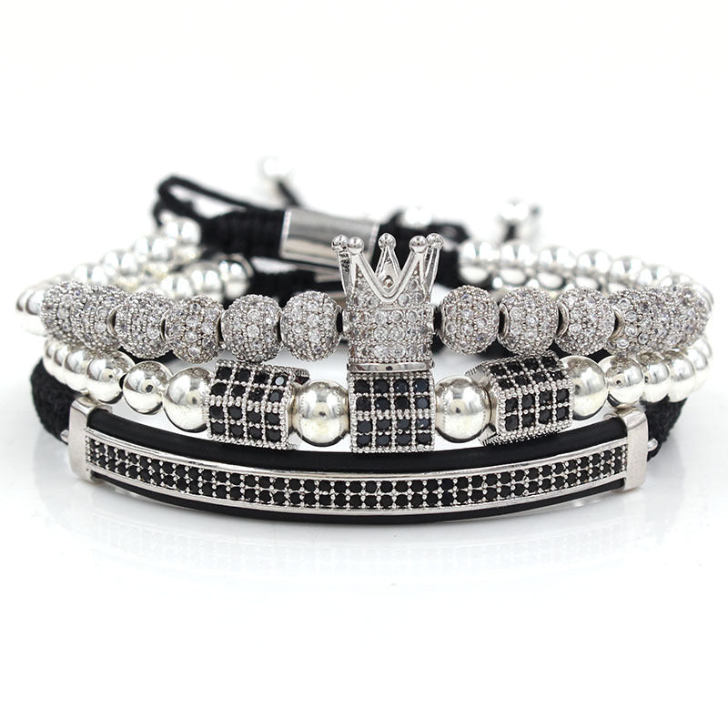 Micro-encrusted drill ball bracelet