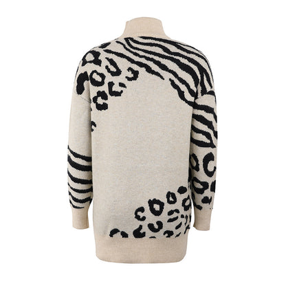 High neck leopard sweater
