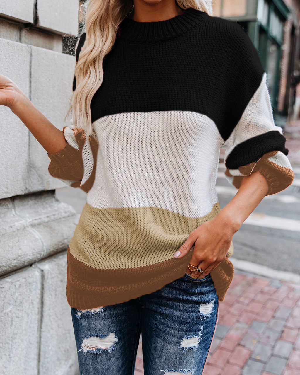 Patchwork Knit Sweater