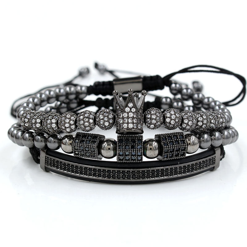 Micro-encrusted drill ball bracelet