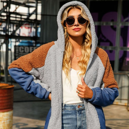 Long  Velvet Stitching  Jacket