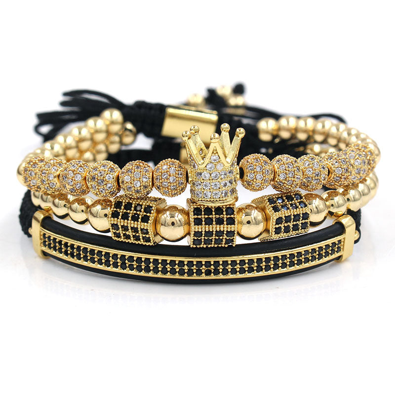 Micro-encrusted drill ball bracelet