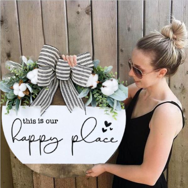 Happy Wreath - This Is My/Our Happy Place Wreath