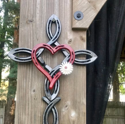 CrossHeart - Natural Horseshoe Cross With Heart